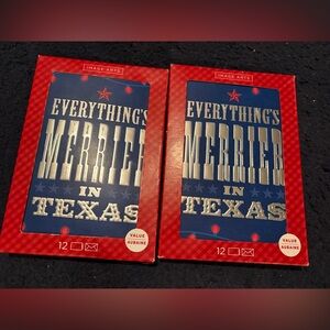 NEW IN BOX Everything Is Merrier In Texas 24 Christmas Cards and Envelopes RWB